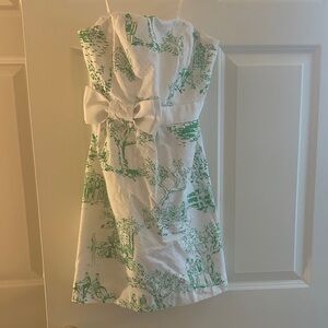 Lilly Pulitzer Strapless Dress with Green and White Design